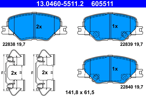 Kit pastiglie freno, Freno a disco - 13.0460-5511.2 ATE