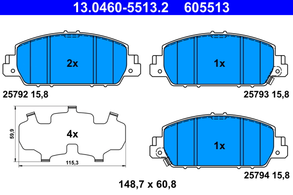 Kit pastiglie freno, Freno a disco - 13.0460-5513.2 ATE