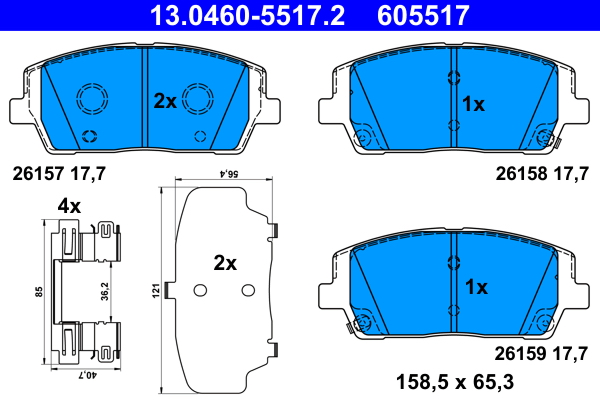 Brake Pad Set, disc brake - 13.0460-5517.2 ATE