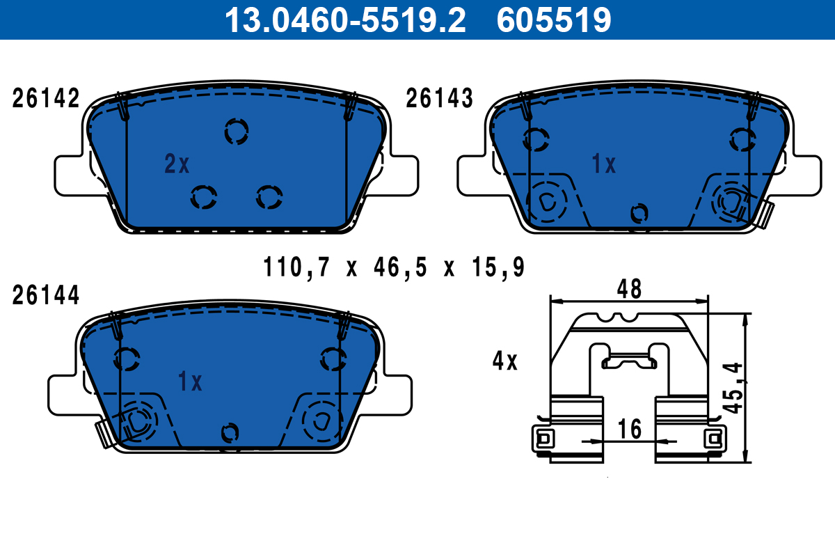 Kit pastiglie freno, Freno a disco - 13.0460-5519.2 ATE