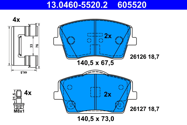 Kit pastiglie freno, Freno a disco - 13.0460-5520.2 ATE