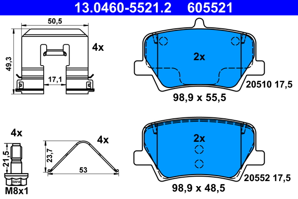 Brake Pad Set, disc brake - 13.0460-5521.2 ATE