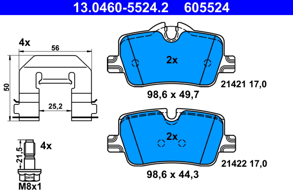 Brake Pad Set, disc brake - 13.0460-5524.2 ATE