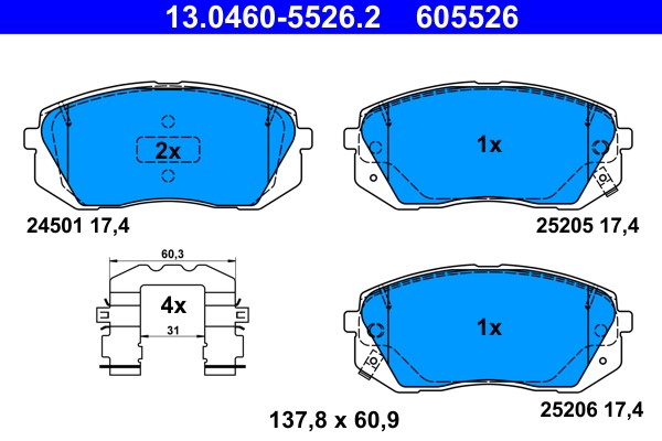 Brake Pad Set, disc brake - 13.0460-5526.2 ATE