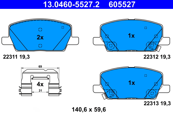 Kit pastiglie freno, Freno a disco - 13.0460-5527.2 ATE