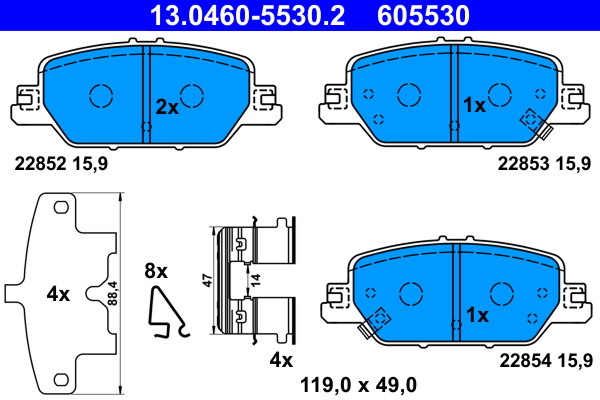 Brake Pad Set, disc brake - 13.0460-5530.2 ATE