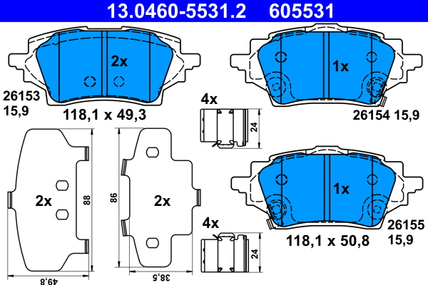 Brake Pad Set, disc brake - 13.0460-5531.2 ATE