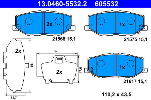 Kit pastiglie freno, Freno a disco - 13.0460-5532.2 ATE