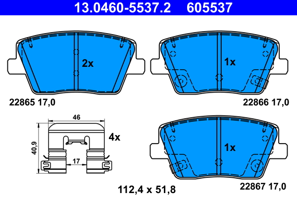 Brake Pad Set, disc brake - 13.0460-5537.2 ATE