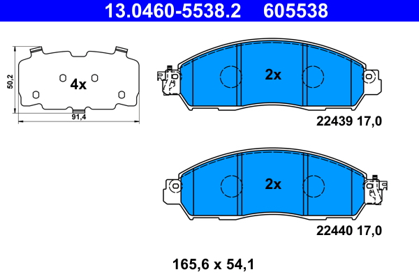Kit pastiglie freno, Freno a disco - 13.0460-5538.2 ATE