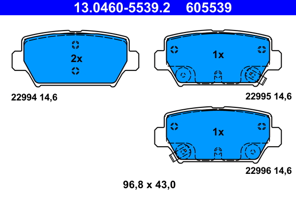Kit pastiglie freno, Freno a disco - 13.0460-5539.2 ATE