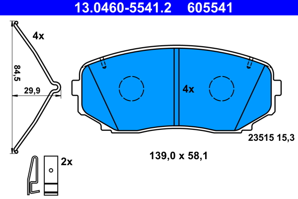 Brake Pad Set, disc brake - 13.0460-5541.2 ATE