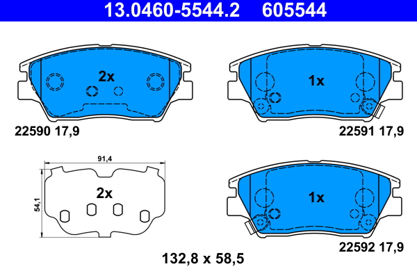 Kit pastiglie freno, Freno a disco - 13.0460-5544.2 ATE