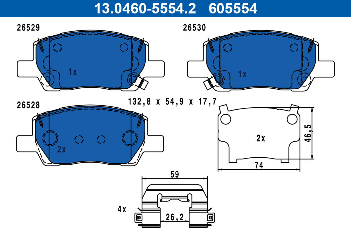 Brake Pad Set, disc brake - 13.0460-5554.2 ATE
