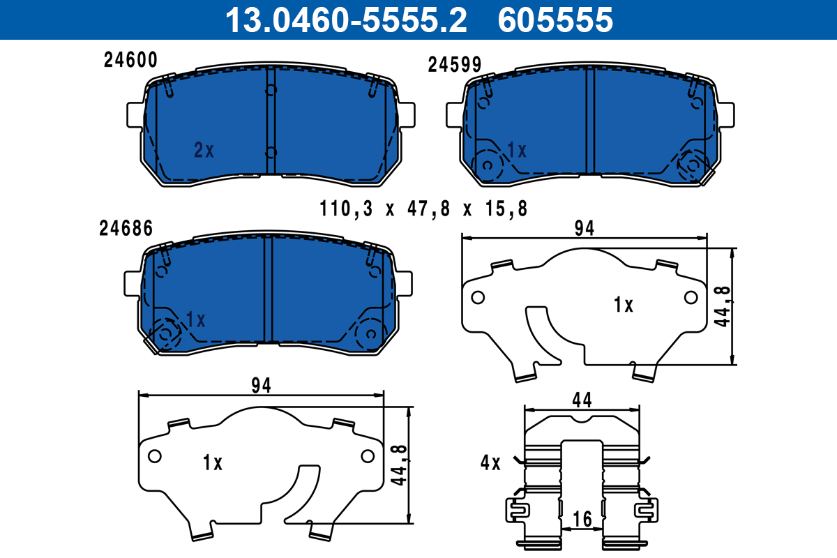 Kit pastiglie freno, Freno a disco - 13.0460-5555.2 ATE