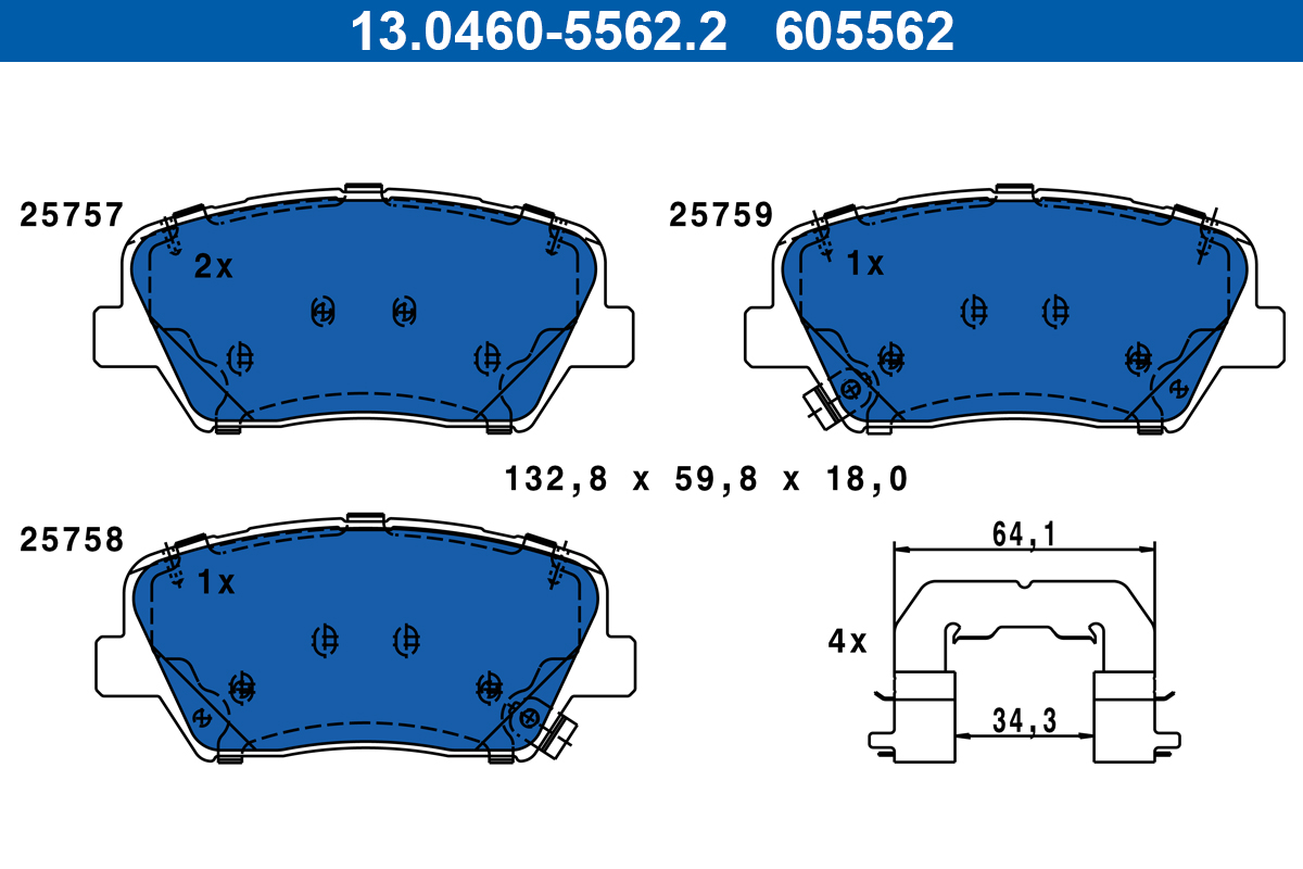 Kit pastiglie freno, Freno a disco - 13.0460-5562.2 ATE