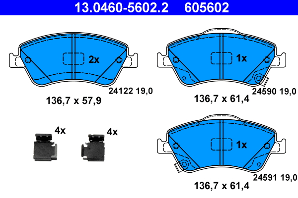 Brake Pad Set, disc brake - 13.0460-5602.2 ATE