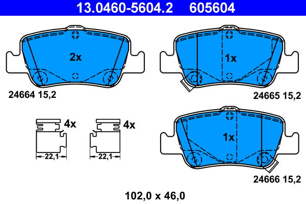 Kit pastiglie freno, Freno a disco - 13.0460-5604.2 ATE
