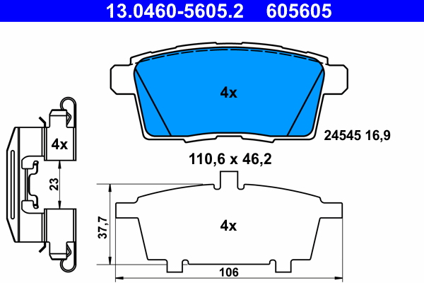 Kit pastiglie freno, Freno a disco - 13.0460-5605.2 ATE