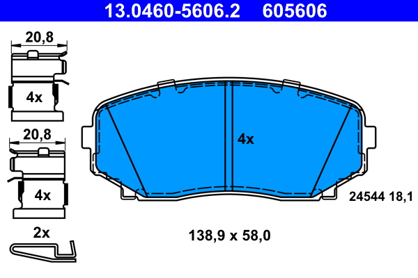 Brake Pad Set, disc brake - 13.0460-5606.2 ATE