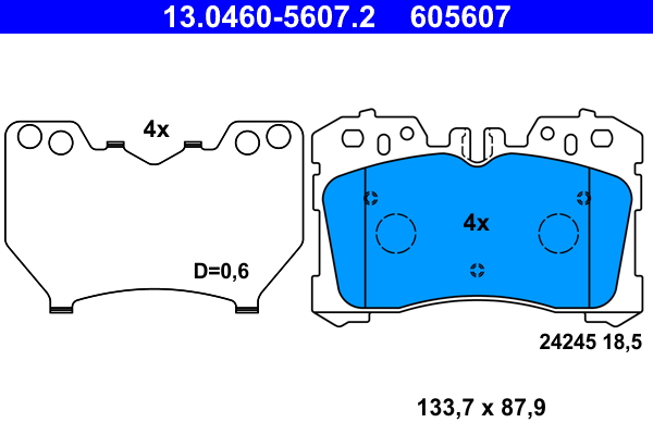 Brake Pad Set, disc brake - 13.0460-5607.2 ATE