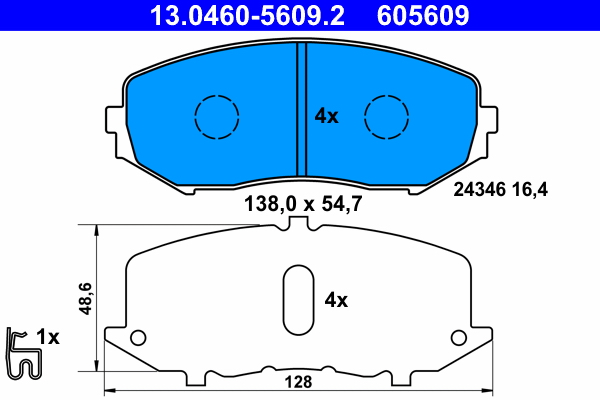 Kit pastiglie freno, Freno a disco - 13.0460-5609.2 ATE