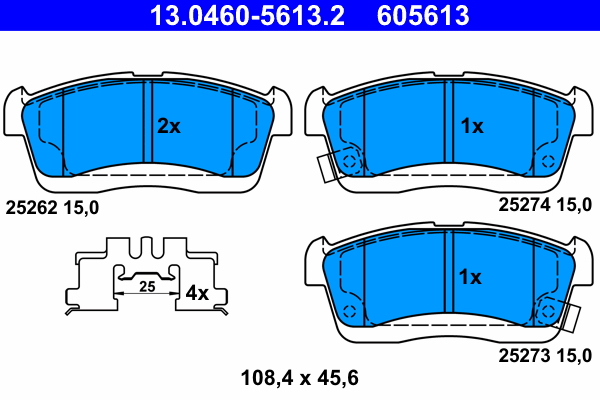 Brake Pad Set, disc brake - 13.0460-5613.2 ATE