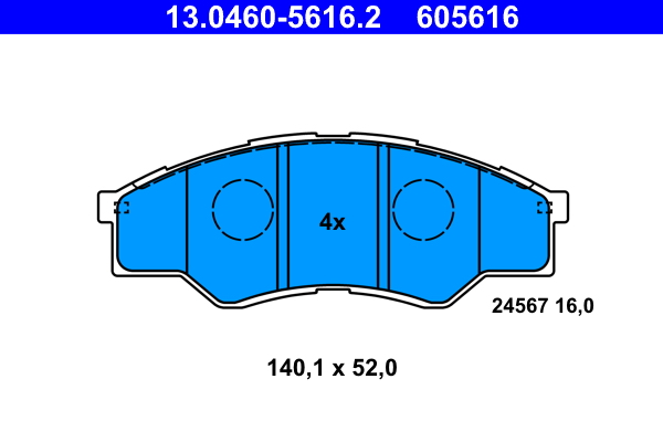 Brake Pad Set, disc brake - 13.0460-5616.2 ATE