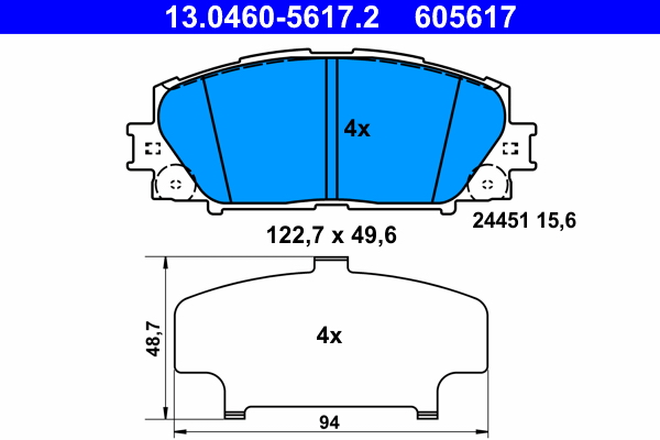Kit pastiglie freno, Freno a disco - 13.0460-5617.2 ATE