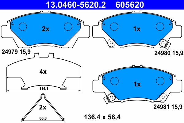 Brake Pad Set, disc brake - 13.0460-5620.2 ATE