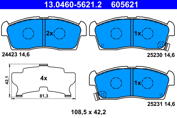 Kit pastiglie freno, Freno a disco - 13.0460-5621.2 ATE