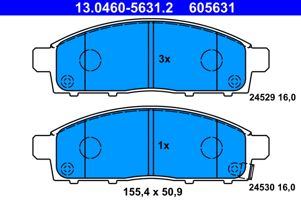 Brake Pad Set, disc brake - 13.0460-5631.2 ATE