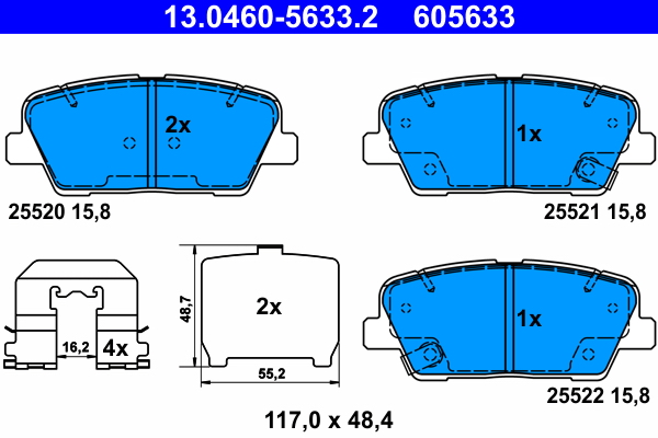 Brake Pad Set, disc brake - 13.0460-5633.2 ATE