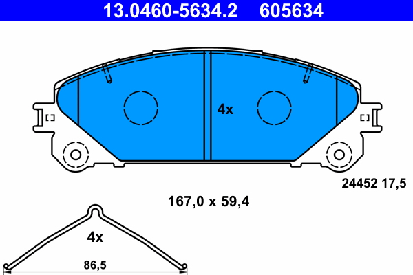 Brake Pad Set, disc brake - 13.0460-5634.2 ATE
