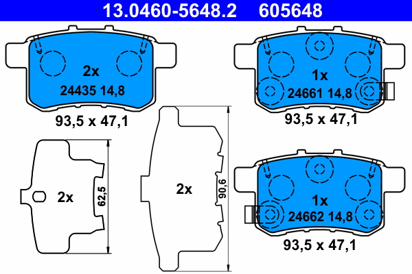 Brake Pad Set, disc brake - 13.0460-5648.2 ATE