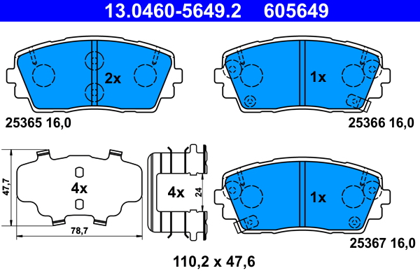 Brake Pad Set, disc brake - 13.0460-5649.2 ATE