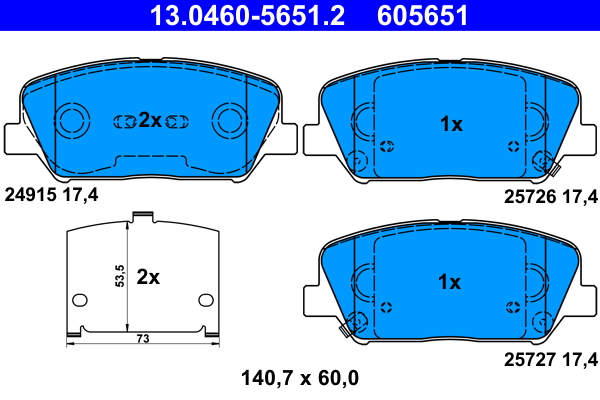 Kit pastiglie freno, Freno a disco - 13.0460-5651.2 ATE