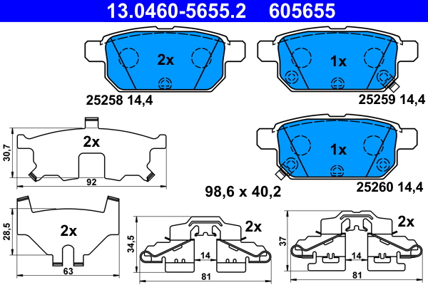 Kit pastiglie freno, Freno a disco - 13.0460-5655.2 ATE