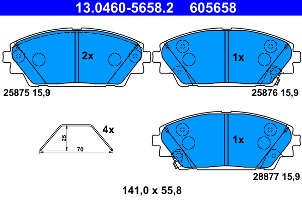 Kit pastiglie freno, Freno a disco - 13.0460-5658.2 ATE