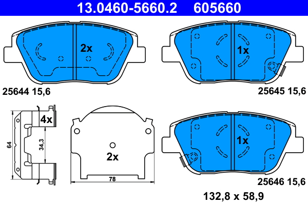 Brake Pad Set, disc brake - 13.0460-5660.2 ATE