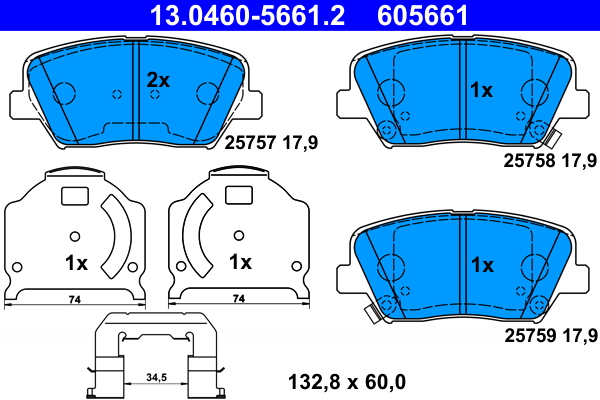 Kit pastiglie freno, Freno a disco - 13.0460-5661.2 ATE