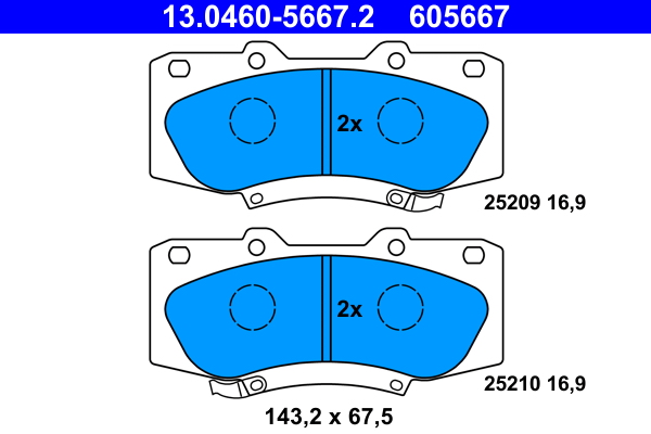 Kit pastiglie freno, Freno a disco - 13.0460-5667.2 ATE