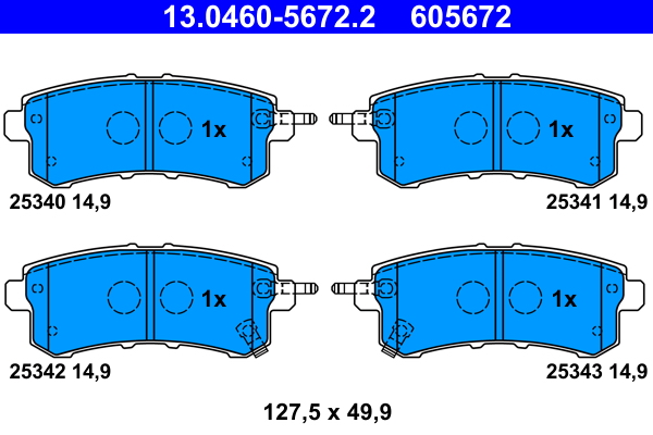 Brake Pad Set, disc brake - 13.0460-5672.2 ATE