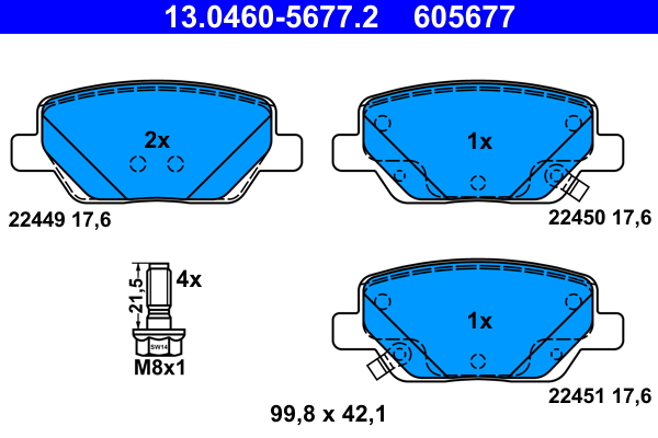 Kit pastiglie freno, Freno a disco - 13.0460-5677.2 ATE