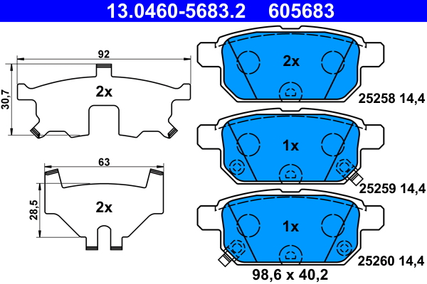 Kit pastiglie freno, Freno a disco - 13.0460-5683.2 ATE