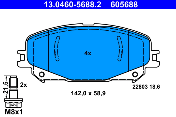 Brake Pad Set, disc brake - 13.0460-5688.2 ATE
