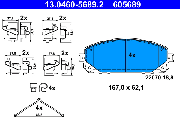 Brake Pad Set, disc brake - 13.0460-5689.2 ATE