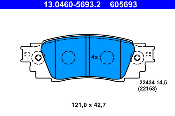 Brake Pad Set, disc brake - 13.0460-5693.2 ATE