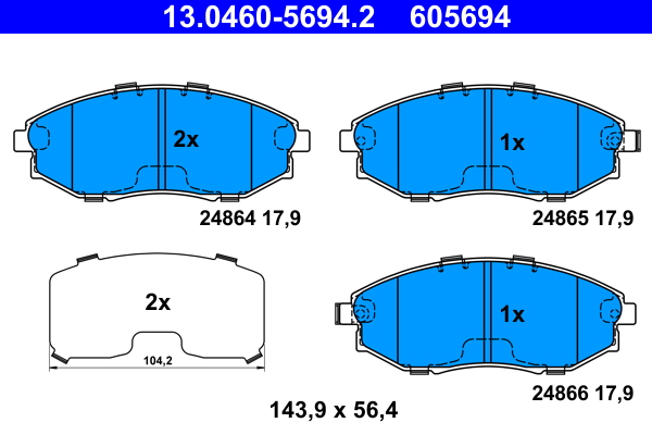 Brake Pad Set, disc brake - 13.0460-5694.2 ATE