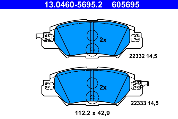 Brake Pad Set, disc brake - 13.0460-5695.2 ATE